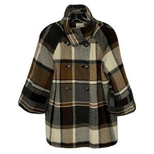 ANTHROPOLOGIE Elvenses Hampden Plaid Pea Coat S